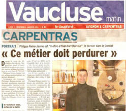 Article de presse Les Cafs d'Antan Vaucluse Matin 8 janvier 2014
