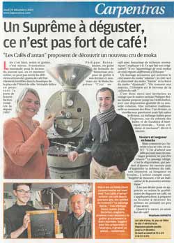 Article de presse Les Cafs d'Antan La Provence 19 Dcembre 2019
